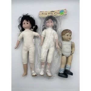 VTG Lot of 3 Porcelain Dolls – Just For Keeps Classic Doll + 2 Others – As Is